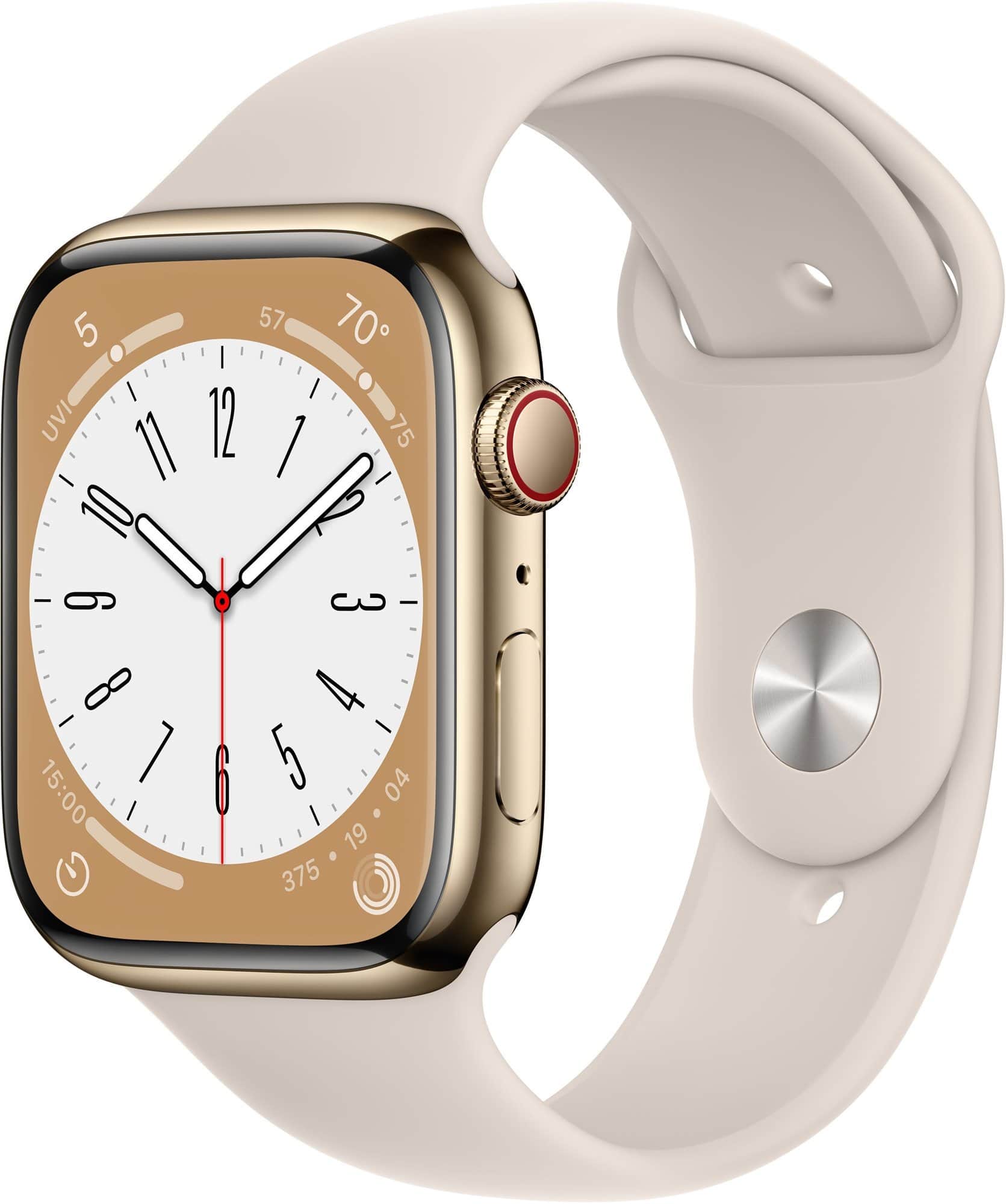 Apple Watch Series 8 45mm Cellular Zlatý nerez s hvězdně bílým sportovním řemínkem